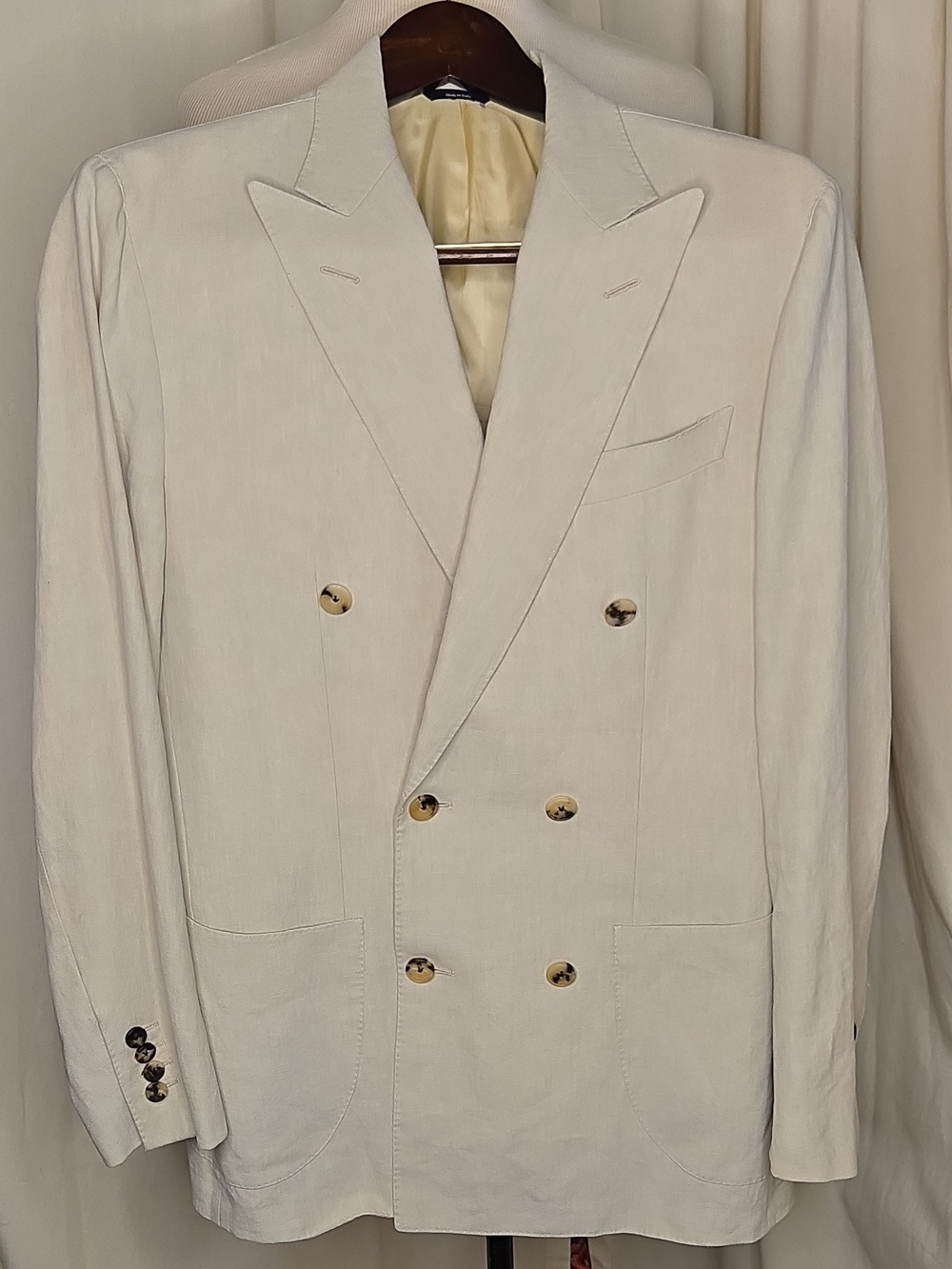 Men's Double-Breasted Cream Blazer